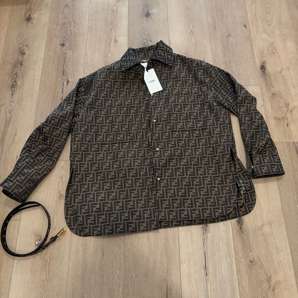 Fendi Go-to FF-jacquard Belted Canvas Jacket - Picture 4 of 10